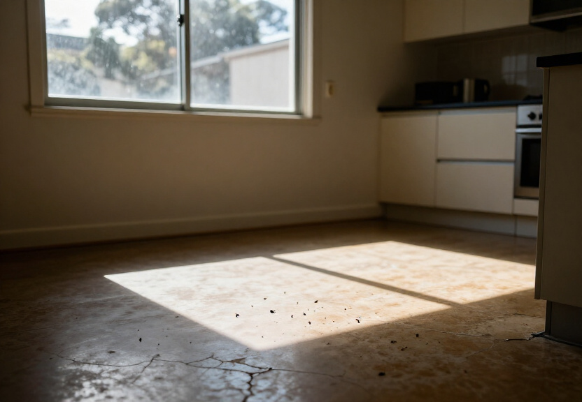 Rodent droppings in a Malabar garage before treatment